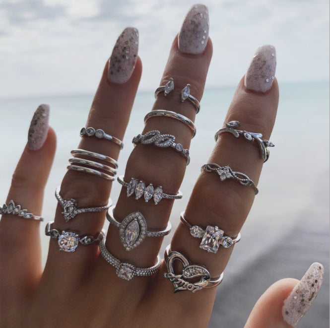 Wholesale Vintage Sun Eye Arrow Moon Sapphire Ring Set